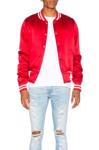 Amiri Silk Baseball Jacket In Red