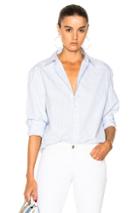 Frame Denim Striped Worn In Button Down Shirt In Blue,white,stripes