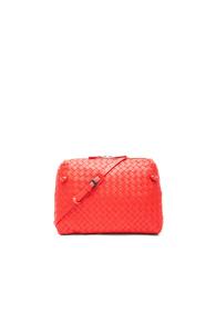 Bottega Veneta Woven Messenger Bag In Red