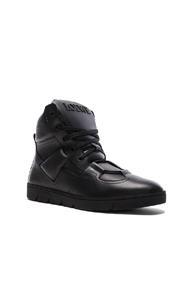 Loewe Leather High Sneakers In Black