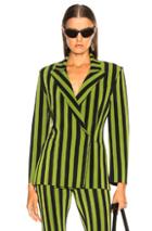 Norma Kamali Double Breasted Jacket In Black,green,stripes