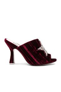 Attico Velvet Debbie Mules With Star Embroidery In Red