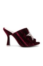 Attico Velvet Debbie Mules With Star Embroidery In Red