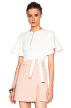 David Koma Flounce Sleeve Crop Top In White