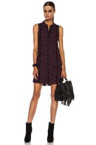 Proenza Schouler Wave Printed Georgette Silk Dress In Black,purple