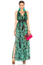 Lanvin Devore Leopard Gown In Green,floral