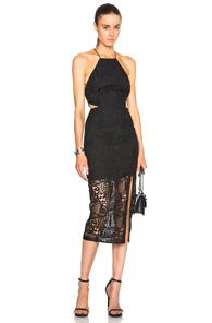Nicholas Fleur Lace Cross Back Dress In Black
