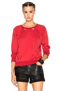 Unravel Destroy Terry Raglan Sweatshirt In Red
