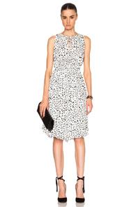 Derek Lam 10 Crosby Gathered Dress In Geometric Print,white