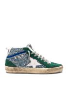 Golden Goose Glittered Mid Star Sneakers In Blue,green