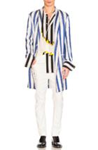Haider Ackermann Oversized Coat In White,blue,stripes