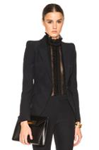 Alexander Mcqueen Peak Shoulder One Button Jacket In Black