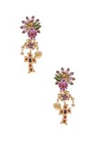 Dolce & Gabbana Crystal Sacred Heart Earrings In Pink