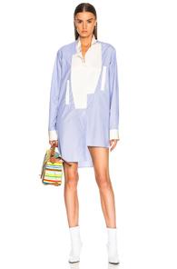 Loewe Asymmetric Oversized Stripe Shirt In Blue,stripes