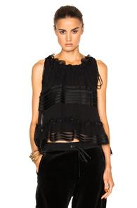 Chloe Solid Silk Mousseline Top In Black