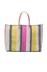 Truss Large Tote In Stripes,white,pink,yellow