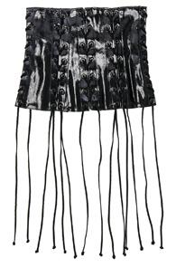 Unravel Latex All Over Lace Up Corset In Black