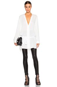 Ann Demeulemeester Belted Collarless Blouse In White