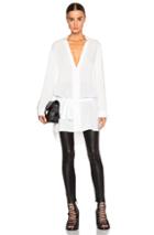 Ann Demeulemeester Belted Collarless Blouse In White