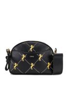Chloe Mini Signature Embroidered Leather Bag In Animal Print,black,metallic