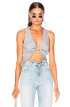 T By Alexander Wang Compact Front Twist Crop Top In Gray