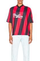 Martine Rose Short Sleeve Twist Football Top In Black,red,stripes
