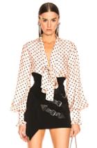 Redemption Tie Blouse In Pink,polka Dots