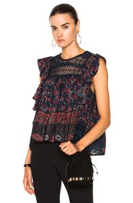 Sea Ruffle Top In Blue,floral
