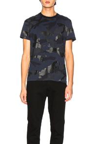 Valentino Camo Tee In Black,blue,camo