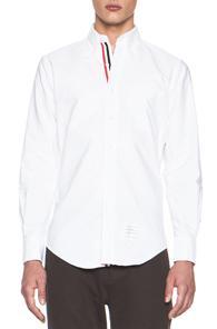 Thom Browne Classic Button Down With Ribbon Placket In White