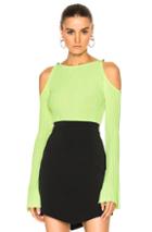 David Koma Rib Knit Open Shoulder Long Sleeve Pullover In Yellow