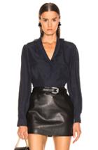 Frame Lettuce Collar Top In Blue