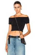 Helmut Lang Cropped Off Shoulder Seamless Top In Black