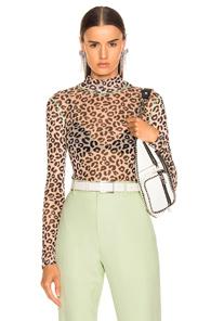 Sandy Liang Promise Top In Animal Print,neutrals