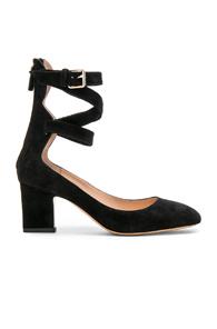 Valentino Suede Ankle Strap Heels In Black
