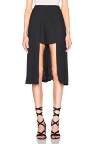 Rosetta Getty Crepe Sable Skirt Panel Shorts In Black