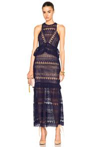 Self-portrait Teardrop Guipere Paneled Maxi Dress In Blue