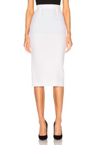 Roland Mouret Arreton Double Wool Crepe Skirt In White