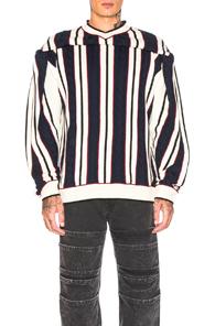 Y Project Clipped Shoulder Knit In Blue,red,stripes,white