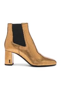 Saint Laurent Cracked Metallic Leather Loulou Pin Boots In Metallics