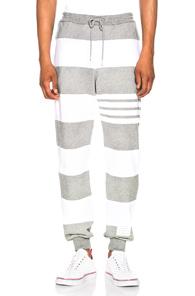 Thom Browne Classic Sweatpants In Gray,stripes,white
