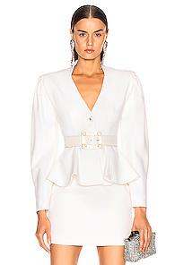 Alessandra Rich Peplum Jacket In White