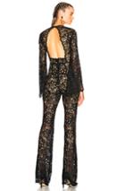 Zuhair Murad Flared Sleeve Guipure Lace Jumpsuit In Black