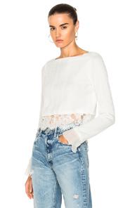 3.1 Phillip Lim Long Sleeve Rib Cropped Top In White