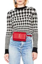 Saint Laurent Monogramme Kate Hip Belt With Pouch In Red