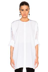 Givenchy Button Down Blouse With Lace Sleeves In White