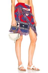 Alanui Icon Asymmetric Jacquard Wrap Skirt In Blue,geometric Print,red