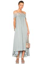 Self-portrait Lace Shoulder Maxi Dress In Green