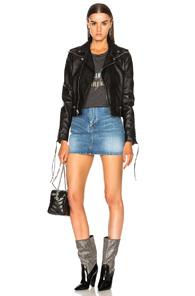 Saint Laurent Slouchy Leather Motorcycle Jacket In Black