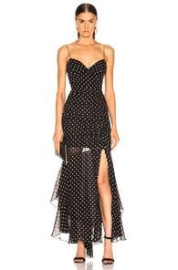Nicholas Polka Dot Drawstring Dress In Black,polka Dots